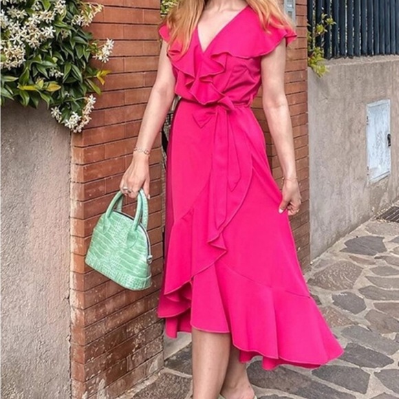 Boho Vibrant ruffle hem wrap belted Maxi Dress - Picture 9 of 9